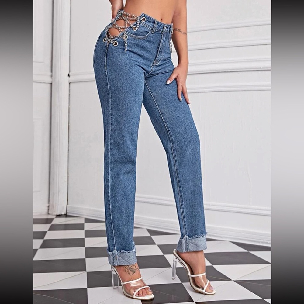 Chain Lace Up Jeans
